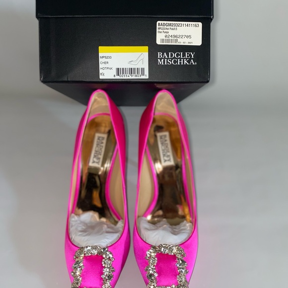 BADGLEY MISCHKA NWT CHER PUMPS Hot Pink Size 8.5 - Picture 11 of 12